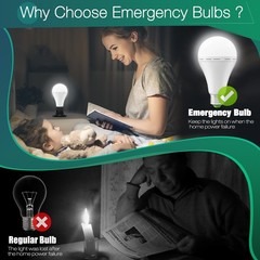 Rechargeable LED Bulb w/Hook,1500mAh,12W,4Pack,Power Failure Light