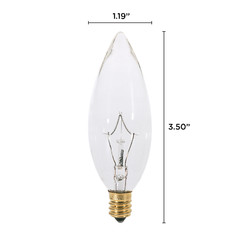 (6 Pack) Clear Chandelier Bulbs 25W Watt European Base E14 Torpedo Tip 120V