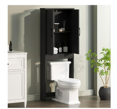 Ardent Over Toilet Storage Cabinet Black Bathroom Space Saver Shelf