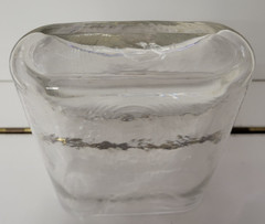 RECTANGULAR CLEAR GLASS VASE ROUNDED EDGES 6.25 BY 5.5 BY 3 INCHES
