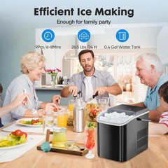 Countertop Bullet Ice Maker with Ice Scoop 26.5 lbs in 24 Hours Ice Machine