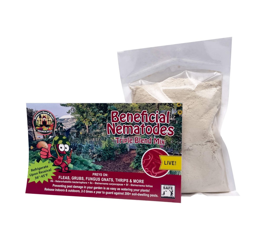 250 Million Beneficial Nematodes Triple Blend HB+SC+SF Targets 200+ Soil Pests