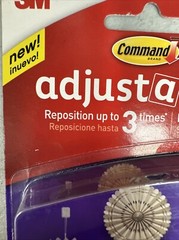 3M Command Adjustables 2 Packs 6 Clear Hooks & 12 Strips Each Pack Holds 0.5 lb