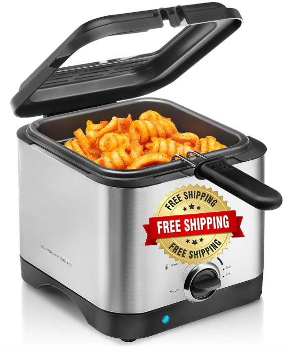 freidora compacta de 1.5L con ventana y control de temperatura