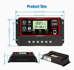 PWM Controlador de carga para solar panel 30A 12V/24V Pantalla LCD Regulador USB