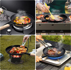 8″ Frying Pan Skillet Crepe Pan Nonstick Aluminum With Wooden Handle Camping