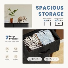 Black 7 Drawers Dresser Bedroom Fabric Chest of Drawers Organizer Storage Tower