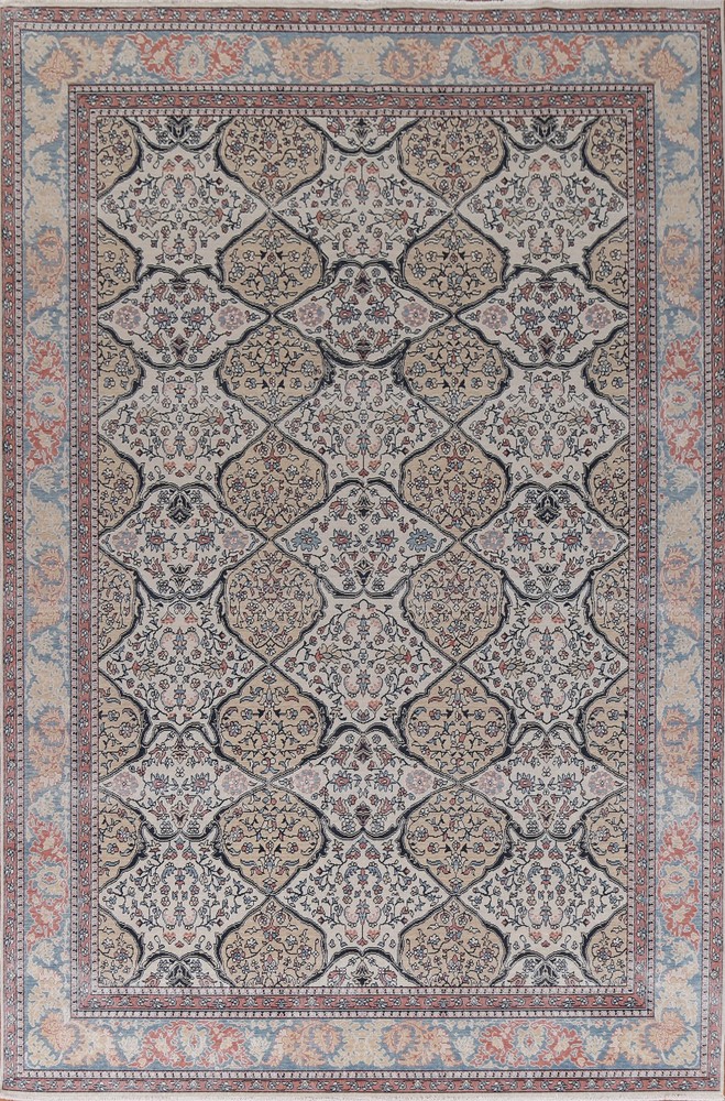 Hand-Knotted Turkish Wool Rug 9×12 Geometric Traditional Style for Any Room