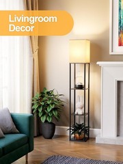 Floor Lamp with Shelves for Living Room, Shelf Floor Lamp with 3 CCT LED Bulb