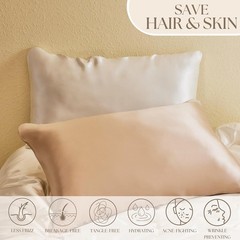 Hyaluronic Acid Silk Pillowcase 100% Mulberry, Ultra-Hydrating 23 Momme Silk
