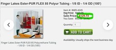 25’ft 4AN Fuel Line 1/8” ID x ¼” OD 110 psig Black Polyurethane Tubing [E3S2]