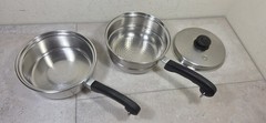 Saladmaster 2qt 3 Pc Double Boiler Tri-Clad 18-8 Stainless Steel Saucepan W/ Lid