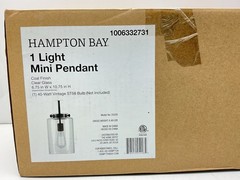Hampton Bay Mullins 6.75 in. 1-Light Coal Mini Pendant Hanging Light