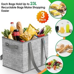 Collapsible Reusable Grocery Bags Heavy-Duty Shopping Tote Box Reinforced Handle