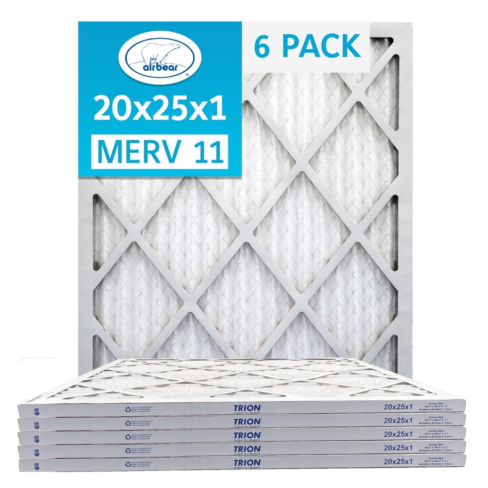 Trion Air Bear T11-20251-6P – 20″ x 25″ x 1″ Pleated Air Filter (6-Pack) MERV 11