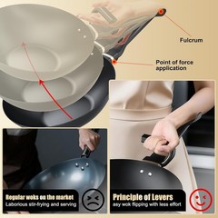 13-Inch Carbon Steel Wok Pan – Non-Stick Cookware with Ergonomic Handle