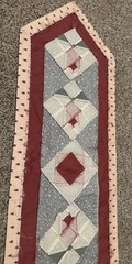 Quilted table runner Tulips country chic handmade pink ivory 51×15.5 in Spring