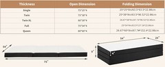 4-Inch Tri-Fold Memory Foam Folding Mattress Topper Portable for Camping, Guest