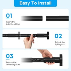 Tension Curtain Rod，40-86IN(3.33-7.17Ft) One-Click Fast Extension Rod Easy to