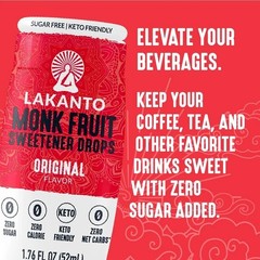 Lakanto Original Liquid Monk Fruit Extract Drops, 1.76 fl oz, 1 Count