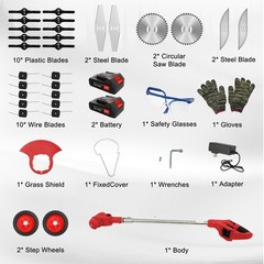 Red Electric Cordless Grass Trimmer Strimmer Garden Edger Cutter w/2 4.0 Battery