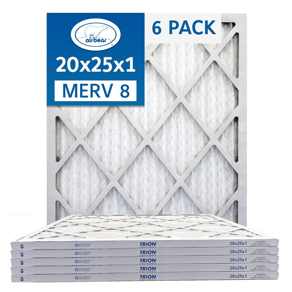 Trion Air Bear T08-20251-6P – 20″ x 25″ x 1″ Pleated Air Filter (6-Pack), MERV 8