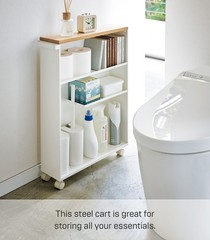 Yamazaki Home TOWER Slim Rolling Storage Cart – Narrow Bathroom Storage Cabinet