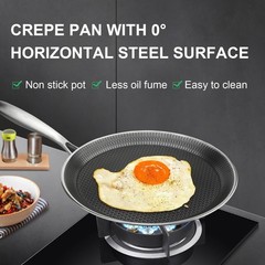 Nonstick Crepe Pan, 11Inch Stainless Steel Crepe Pan, Honeycomb Coating Flat Ski