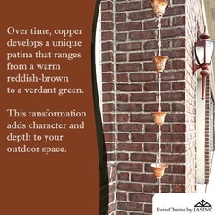 8.5 ft rain chain Pure Solid Copper Vinyard cups JAS8005C NEW