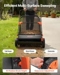 VEVOR Push Lawn Sweeper 26 in Leaf & Grass Collector 7 cu.ft. Hopper Bag Durable