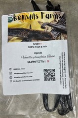 Organic vanilla beans, Grade A. Plump, moist with 30-35% moisture content