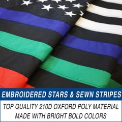 Embroidered Thin Blue Green Red Line Flag 3x5ft Thin Line House Flag 3′ x 5′