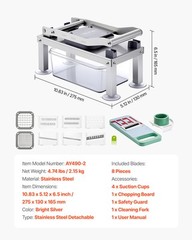 VEVOR Vegetable Chopper Mandoline Slicer All-in-1 Food Veggie Cutter 8 Blades