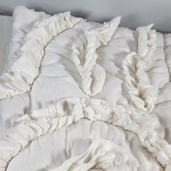 (1) Anthropologie Clementine White Cotton Jersey Euro Sham w/ Ruffles 26.5×26.5″