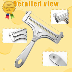 Stainless Steel Wire Cheese Slicer with 4 Extra Wires Adjustable Thickness