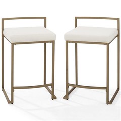 Pemberly Row 24.25″ Velvet/Metal Counter Stool in Gold (Set of 2)