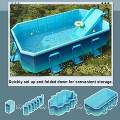 Foldable Pool, Non-Inflatable Kids’ and Adults’ Outdoor Swimming Pool, Large