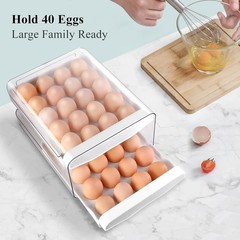 Zagtag Egg Holder for Fridge 2 Tier 40 Egg Organizer Clear Storage Tray