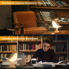 Small Desk Lamp, Bird Lamp Bedside Lamps with 3 Color Temperature and Touch Sens
