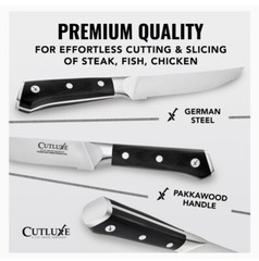 2pc CUTLUXE Steak Knife SET, ARTISIAN Series, FORGED German HIGH-CARBON Steel