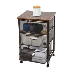 Mind Reader 13 in. W x 24.25 in. H Black 3-Drawer Pull-Out Metal Storage Cart