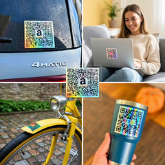 Custom QR Code Holographic Stickers 100 Pack Personalized Waterproof Business