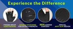 2 Pairs Copper Infused Compression Arthritis Gloves, Fingerless Carpal Tunnel