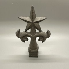 Cast Iron Silver Tone Texas Star Ornamental Fence Topper Finial Western Rustic