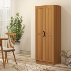 63″ Rustic 2-Door Kitchen Freestanding Storage Cabinet Pantry Shelves, Brown