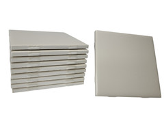 Beige Ceramic Tile 4.25 in Almond Bone Matte Subway Square Mid Century Modern
