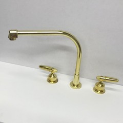 DELTA, water fall polished brass kitchen/bar faucet. wide spread. #2274 pb shp