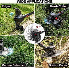 4.6lbs Brush Cutter with Metal Blades – 2 Batteries