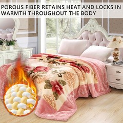 6lb/7lb Korean Mink Blanket Reversible Floral Printed Plush Bed Raschel Blanket