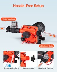 VEVOR RV Water Pump 12V DC 5 GPM (18.9 L/min) 4-Chamber Diaphragm Water Pump